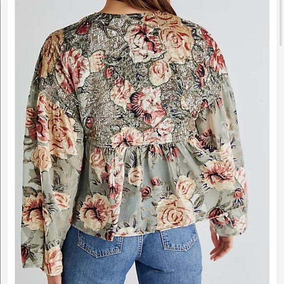 NWT Free People Elsa Embellished Bed Jacket XS #181 - Picture 4 of 6